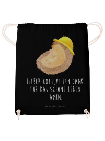 Mr. & Mrs. Panda Gym Bag Igel Beten mit Spruch in Schwarz