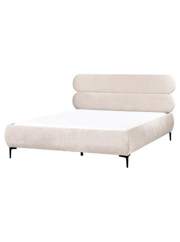 Beliani 2-tlg Doppelbett LESSAY in Beige/Schwarz