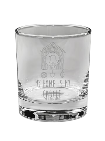 Mr. & Mrs. Panda Tumbler Glas Vogel Haus mit Spruch in Transparent