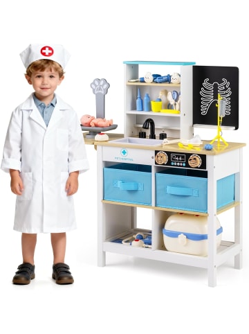 COSTWAY Krankenhaus Tierarztspielzeug 24-tlg. Set Montessori ab 3 Jahren in Weiß