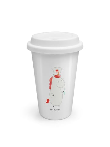 Mr. & Mrs. Panda Kaffeebecher Einhorn Krankenschwester ohne Spruch in Weiß