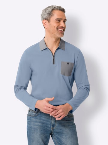 Sieh an! Langarm-Poloshirt in bleu