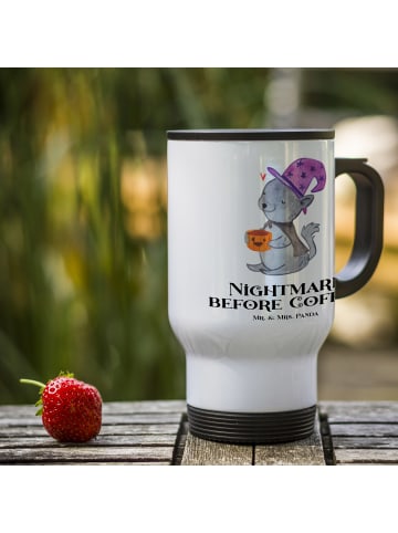 Mr. & Mrs. Panda To-Go-Becher Kater Kaffee mit Spruch in Weiß