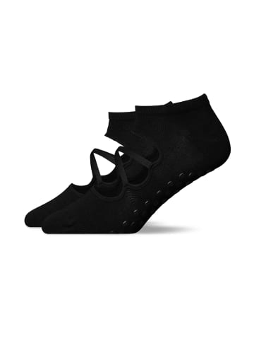 SNOCKS Pilates Socken mit Riemchen 2 Paar in Mix (Schwarz/Grau)