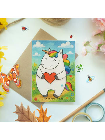 Mr. & Mrs. Panda Beileidskarte Einhorn Herz Design ohne Spruch in Weiß