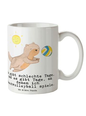 Mr. & Mrs. Panda Tasse Otter Beachvolleyball mit Spruch in Weiß