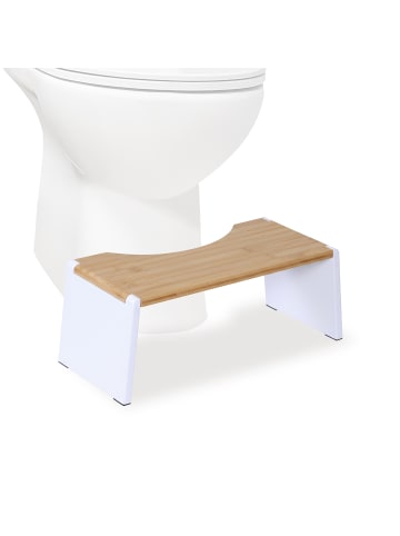 relaxdays Toilettenhocker in Natur/ Weiß - (B)43,5 x (H)19 x (T)20 cm