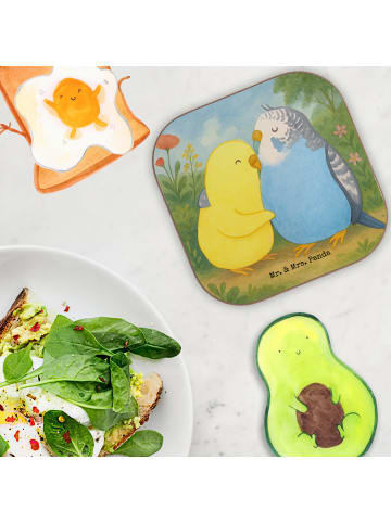 Mr. & Mrs. Panda Untersetzer Wellensittich Liebe Design ohne Spruch in Weiß