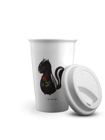Mr. & Mrs. Panda Kaffeebecher Stinktier Blume ohne Spruch in Weiß
