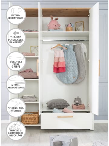 roba Kleiderschrank Ava 3-türig weiß mit Deckplatte in Artisan Eiche