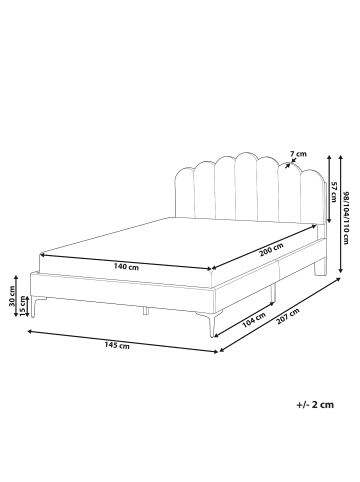 Beliani Doppelbett SAUVIAN in Weiß/Gold - (W) 145 x (H) 98 x (L) 207 cm