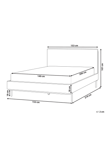 Beliani Doppelbett CORIO in Weiß/Schwarz - (W) 153 x (H) 101 x (L) 219 cm