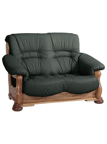 58 aufm Kessel SOFA 2-Sitzer Katlin Bezug Echtleder Eiche rustikal P43 / dunkelgrün