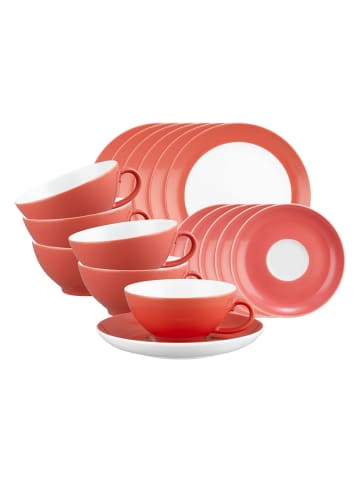 Seltmann Weiden 18er Set Teeservice Liberty Pure Colors in Flamingo Red