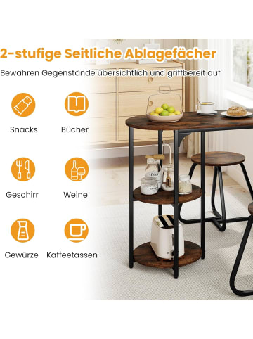 COSTWAY 3 tlg. Essgruppe mit 2 Ablagen in Braun