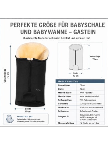 Kinderhaus Blaubär Fellsack für Babyschale Gastein & Mulltuch Blaubaer in Schwarz