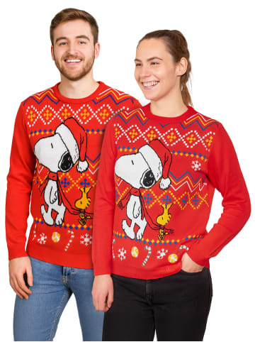 Snoopy Peanuts Snoopy Winterpullover Winter Strick Pullover Ugly Sweater in rot