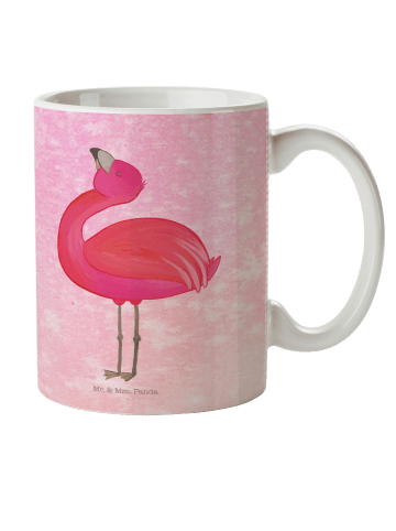 Mr. & Mrs. Panda Kindergarten Becher Flamingo Stolz ohne Spruch in Aquarell Pink