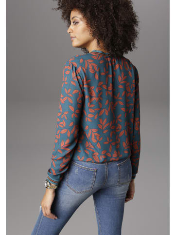 Aniston SELECTED Shirtbluse in petrol-cognac-bedruckt