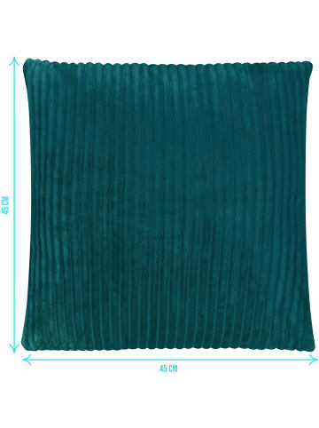 Aspero 2 x Couchkissen 45x45 cm mit Füllung in Petrol