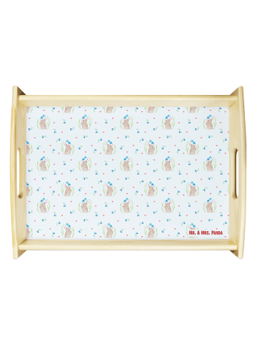 Mr. & Mrs. Panda tablett aus holz Hase Blume ohne Spruch in Blau