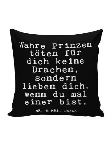 Mr. & Mrs. Panda Kissen 40x40 Wahre Prinzen töten für... mit Spruch in Schwarz