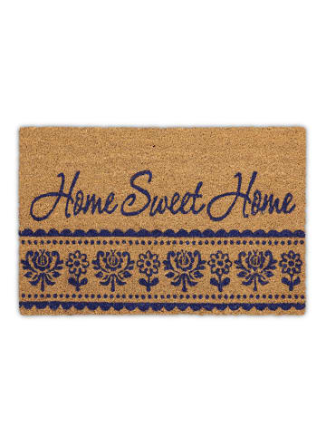 relaxdays Fußmatte "Home Sweet Home" in Natur/ Blau - (B)60 x (T)40 cm