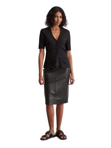 Marc O'Polo Pointelle-Kurzarm-Cardigan slim in Schwarz