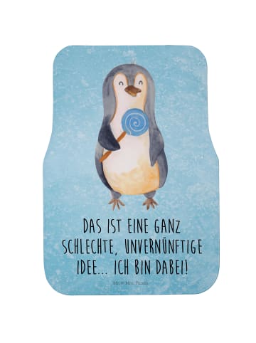Mr. & Mrs. Panda Auto-Fußmatte Pinguin Lolli mit Spruch in Eisblau