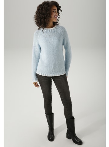 Aniston CASUAL Strickpullover in hellblau-weiß