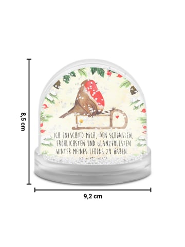 Mr. & Mrs. Panda Weihnachts Schneekugel Rotkehlchen Schlitten mi... in Naturpapier