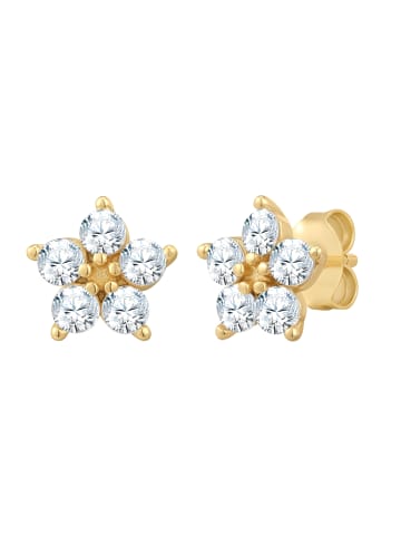 Rafaela Donata Ohrringe Blume aus Sterling Silber mit Zirkonia in gelbgold