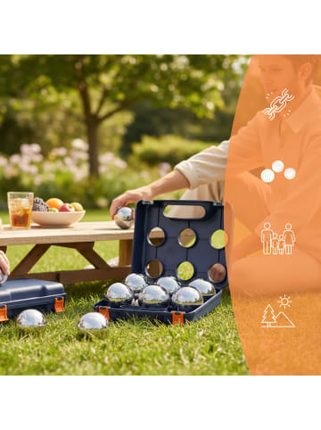 relaxdays 9-tlg. Boule Kugeln Set in Schwarz/ Silber