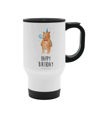 Mr. & Mrs. Panda Travel Mug Bär Geburtstag mit Spruch in Weiß