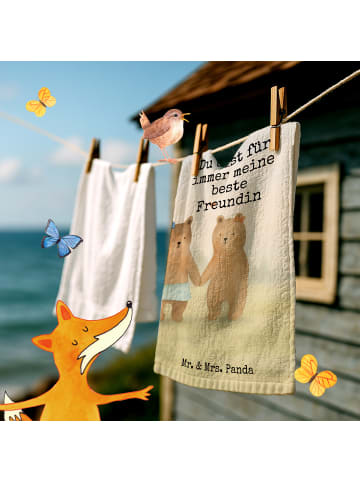 Mr. & Mrs. Panda Handtuch Bär Freundin Design mit Spruch in Weiß