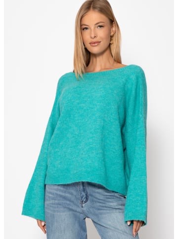 SASSYCLASSY Pullover mit tiefem Rückenausschnitt in Hellblau