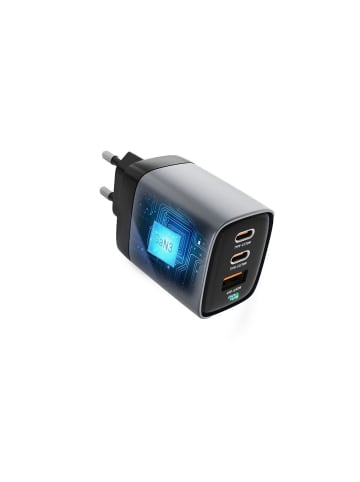 Wisam FORCELL GaN Ladegerät 70W LCD 2x USB-C + USB-A Grau