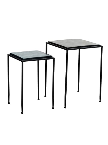 KADIMA DESIGN Beistelltisch 2er Set Blau Schwarz Design Satztisch Glas Metall