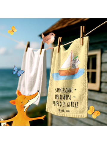 Mr. & Mrs. Panda Handtuch Sommer Meer Glück mit Spruch in Gelb Pastell