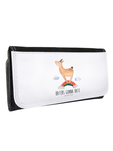 Mr. & Mrs. Panda Portemonnaie für Damen Lama Regenbogen mit Spruch in Weiß