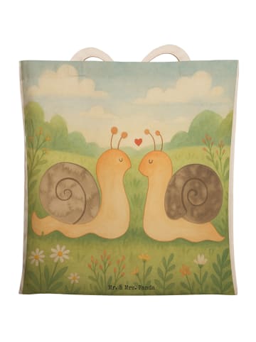 Mr. & Mrs. Panda Einkaufstasche Schnecken Liebe Design ohne Spruch in Weiß