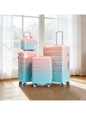 ABRIHOME Kofferset in Rosa 4-teilig mit Zahlenschloss