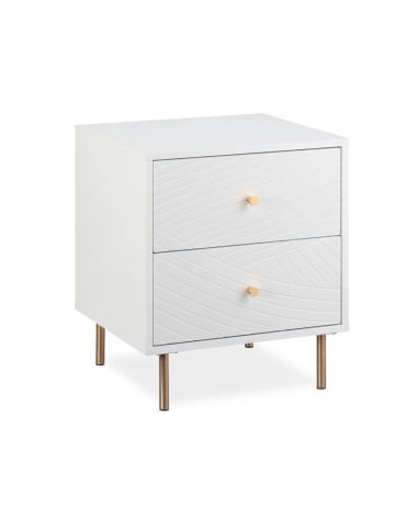 relaxdays 2 x Nachttisch in Weiß/ Gold - (B)45 x (H)52 x (T)40 cm