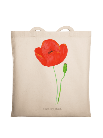 Mr. & Mrs. Panda Tote Bag Blume Mohnblume ohne Spruch in Creme