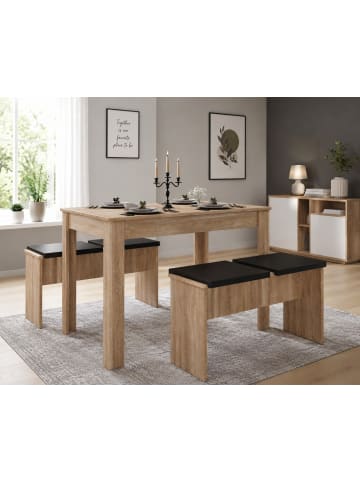 VCM  Holz Essgruppe Tischgruppe Tisch Bänke Esal XL in Sonoma-Eiche