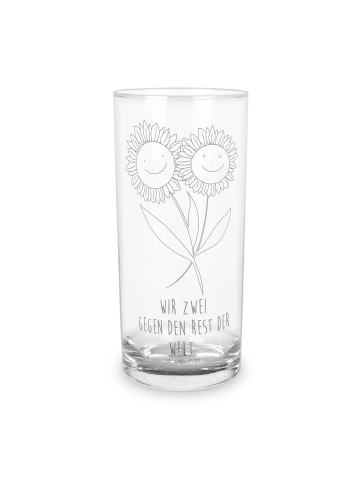Mr. & Mrs. Panda Wasserglas Blume Sonnenblume mit Spruch in Transparent