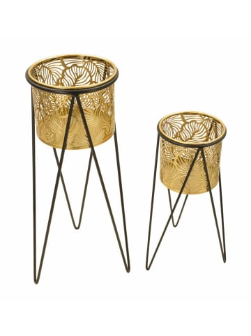 Mauro Ferretti Set mit 2 goldenen Metall-Pflanztöpfen 21x20x46-18x18x32 cm