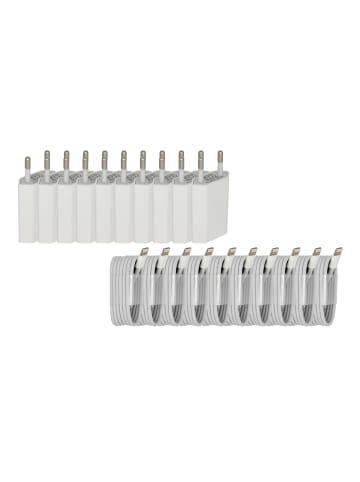 trendyoo 10er Pack USB Netzstecker + USB Ladekabel für Apple iPhone kompatibel