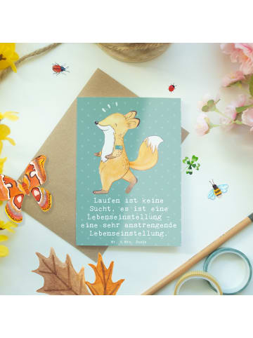 Mr. & Mrs. Panda Glückwunschkarte Laufen Lebensstil mit Spruch in Meeresbrise