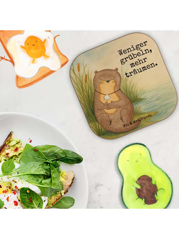 Mr. & Mrs. Panda Tisch-Untersetzer Otter Muschel Design mit Spruch in Weiß